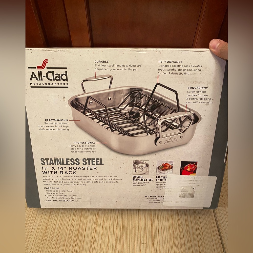 🆕 All-Clad Stainless Steel Roaster with Rack - Picture 3 of 9